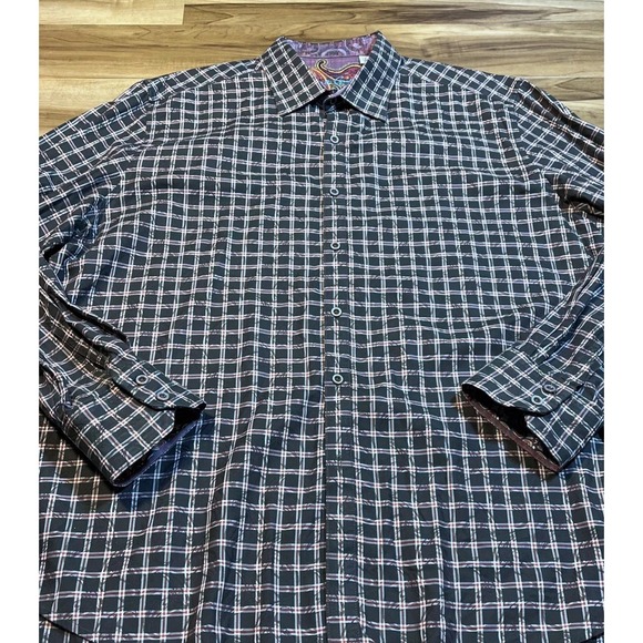 Robert Graham Shirt Mens Size XXL 2XL Plaid Paisley Long Sleeve Button Down - Picture 1 of 16
